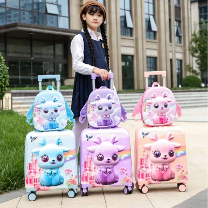 Z1077 Lightweight Children's Travel Suitcase 13 and 20 inch Backpack Trolley Case Cartoon Pattern ABS+PC Thickened Carry-on Suitcase