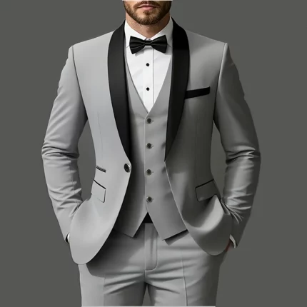 Men's 3pcs Suit Set, Jacket + Vest + Pants, Fashionable High-Quality, Suitable for Weddings